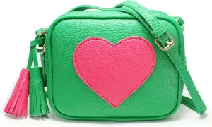 Gift for Girls Women Heart Purse Small Crossbody Bag PU Leather Roomy with Tassel and Adjustable Straps Design in Italy