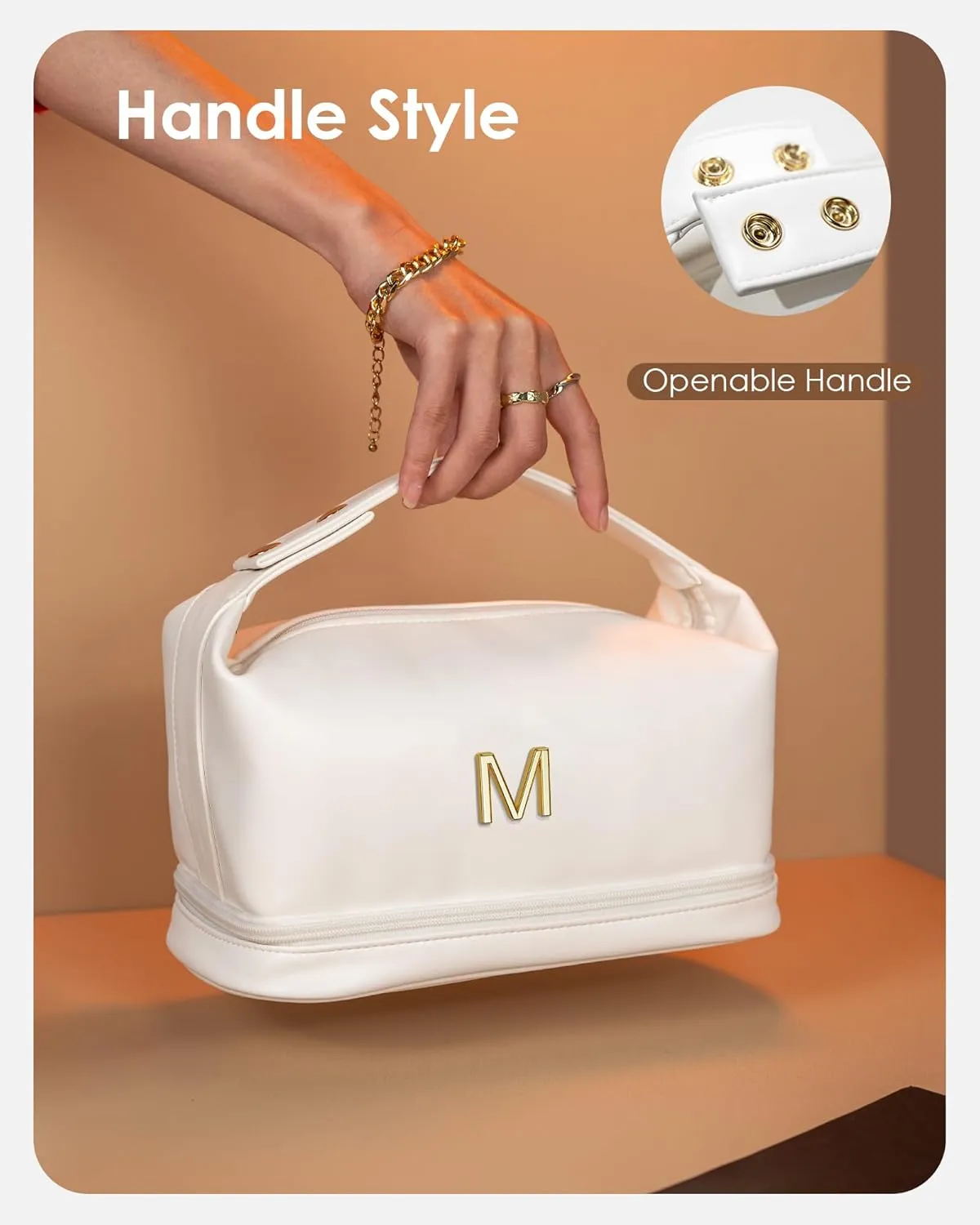 Gifts for Mom, Letter Makeup Bag, Personalized Double Layer Cosmetic Bag with Makeup Brush Organizer, Birthday Gifts for 5 6 7 8 9 10 11 12 Year Old Girls-Graduation Gifts for Her