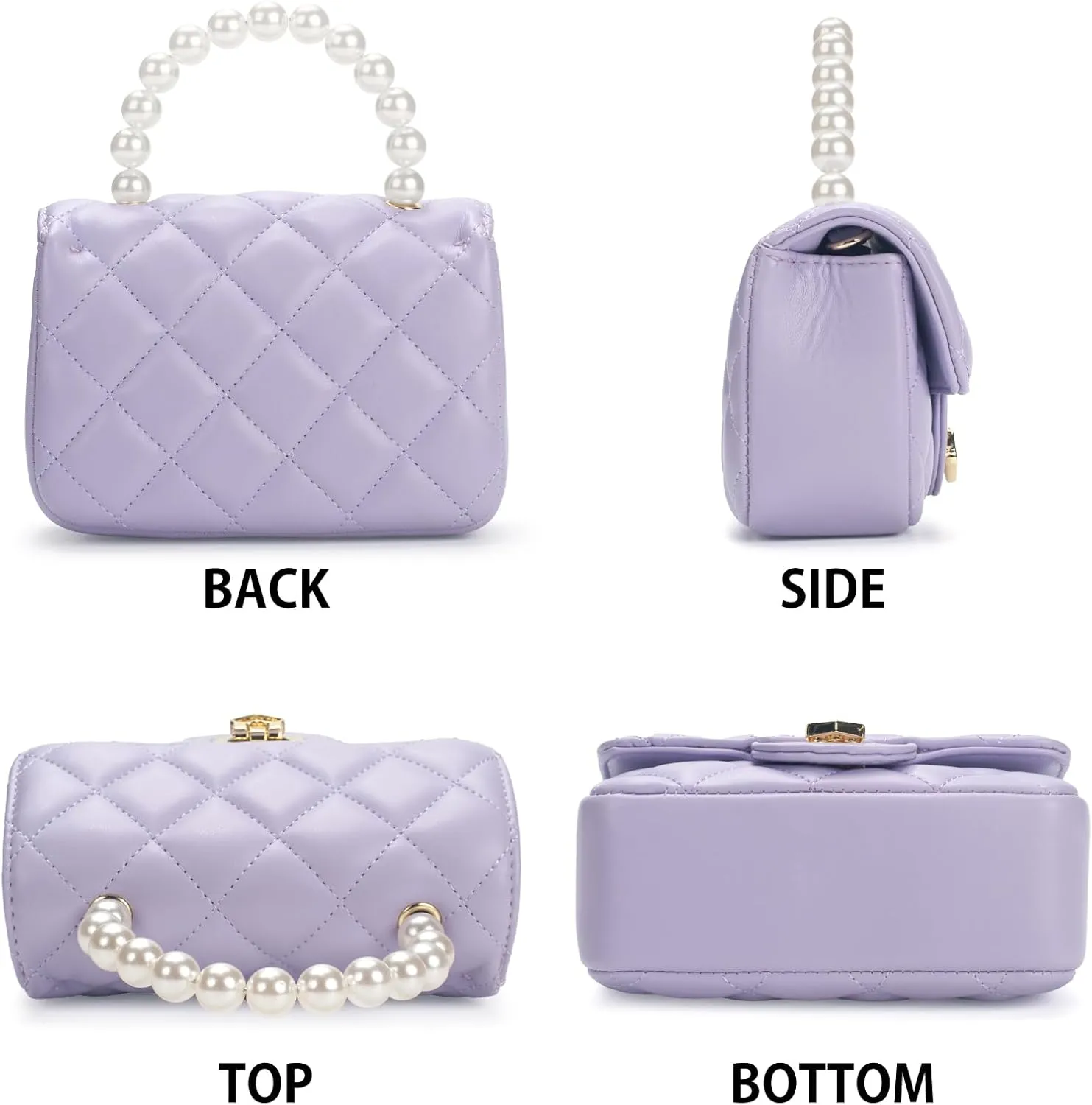 Girls Purses for Kids, Toddler Crossbody Bag with Pearl Handle, Kids Chain Handbag Heart Purses for Girls