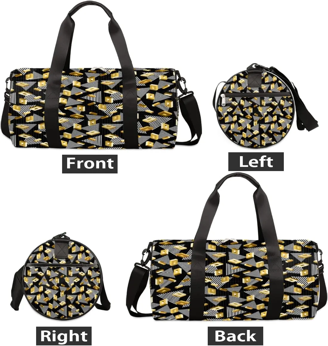 Gold Grid Geometric Gym Bag Small Gym Duffel Bags for Men Women Overnight Weekender Bag Lightweight Sport Duffle Bag Carry On Gymbag