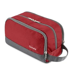Gonex Travel Toiletry Bag Nylon, Dopp Kit Shaving Bag Toiletry Organizer Red
