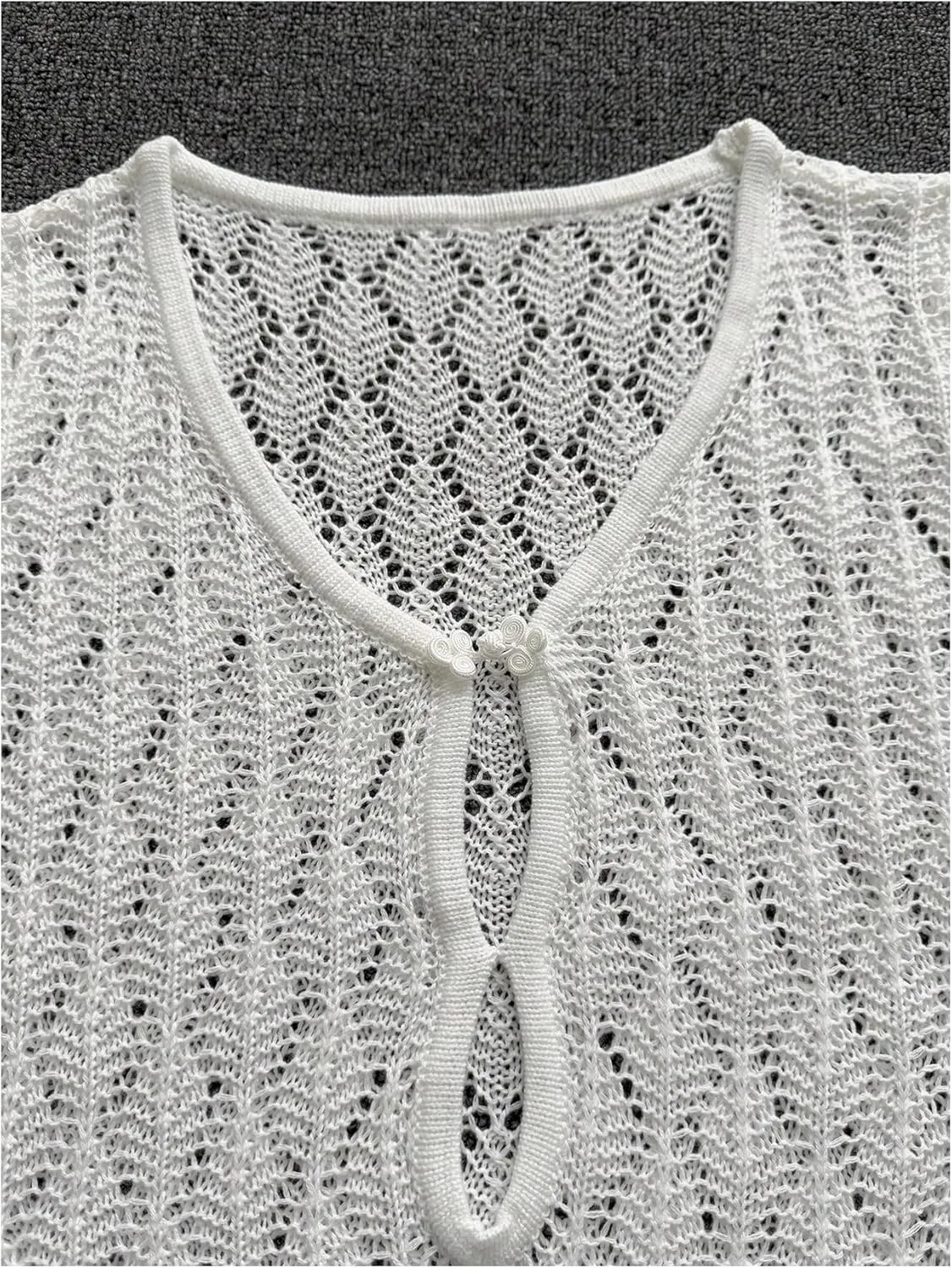GORGLITTER Women's Crochet Bikini Cover Up Dress Cut Out Long Sleeve Beach Bathing Suit Swimsuit Outfits