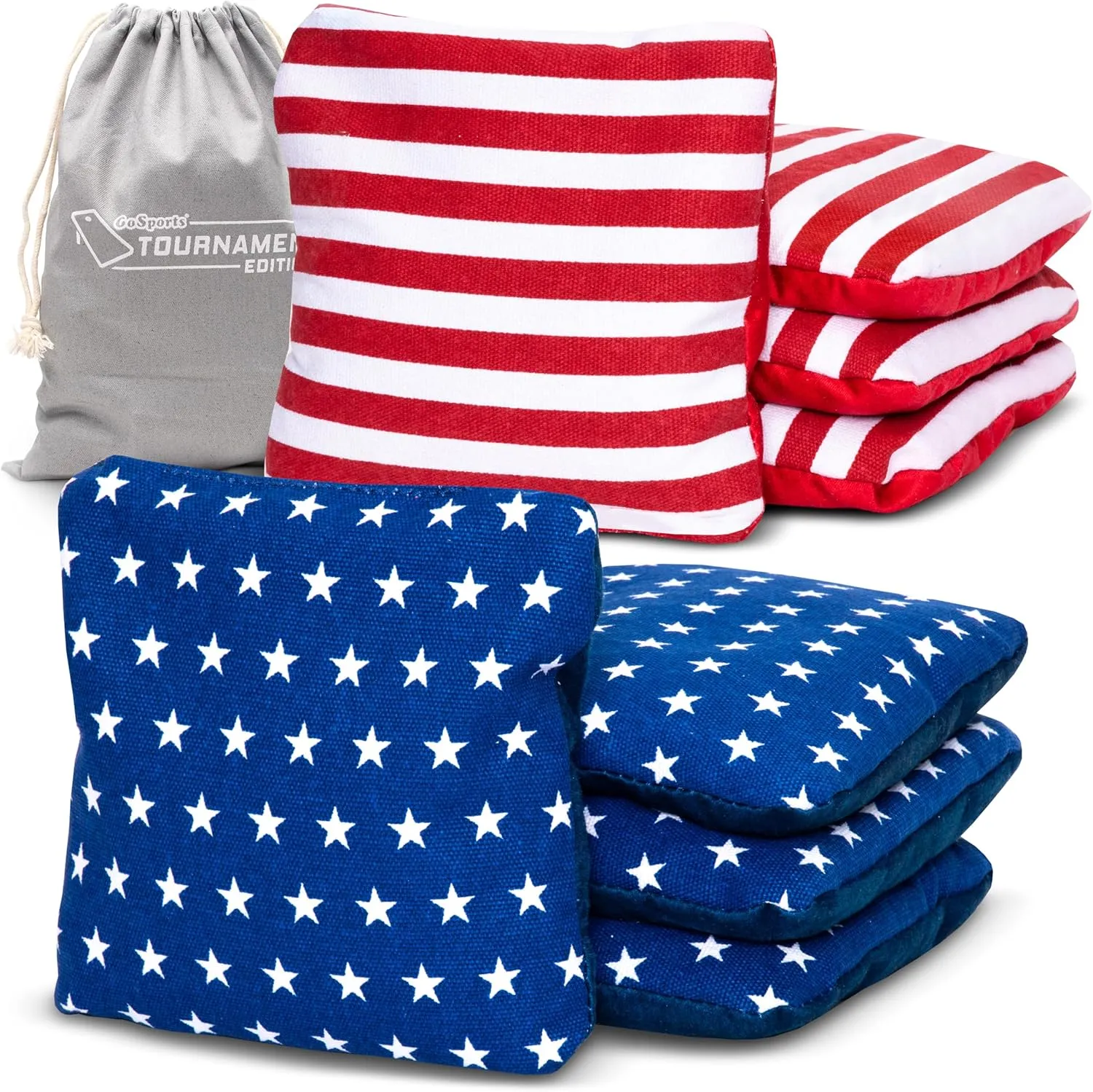 GoSports Dual Sided Cornhole Bean Bags - Slide and Stop Regulation Tournament Bean Bags, Set of 8