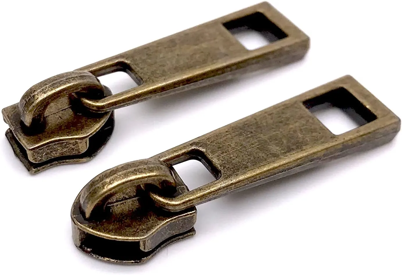 Goyunwell #5 Zipper Pulls - Antique Bronze Metal, 40pcs Brass Zipper Head & Sliders for Nylon Coil Zippers, Bulk for Purse and Bag