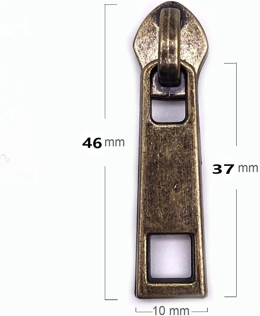 Goyunwell #5 Zipper Pulls - Antique Bronze Metal, 40pcs Brass Zipper Head & Sliders for Nylon Coil Zippers, Bulk for Purse and Bag
