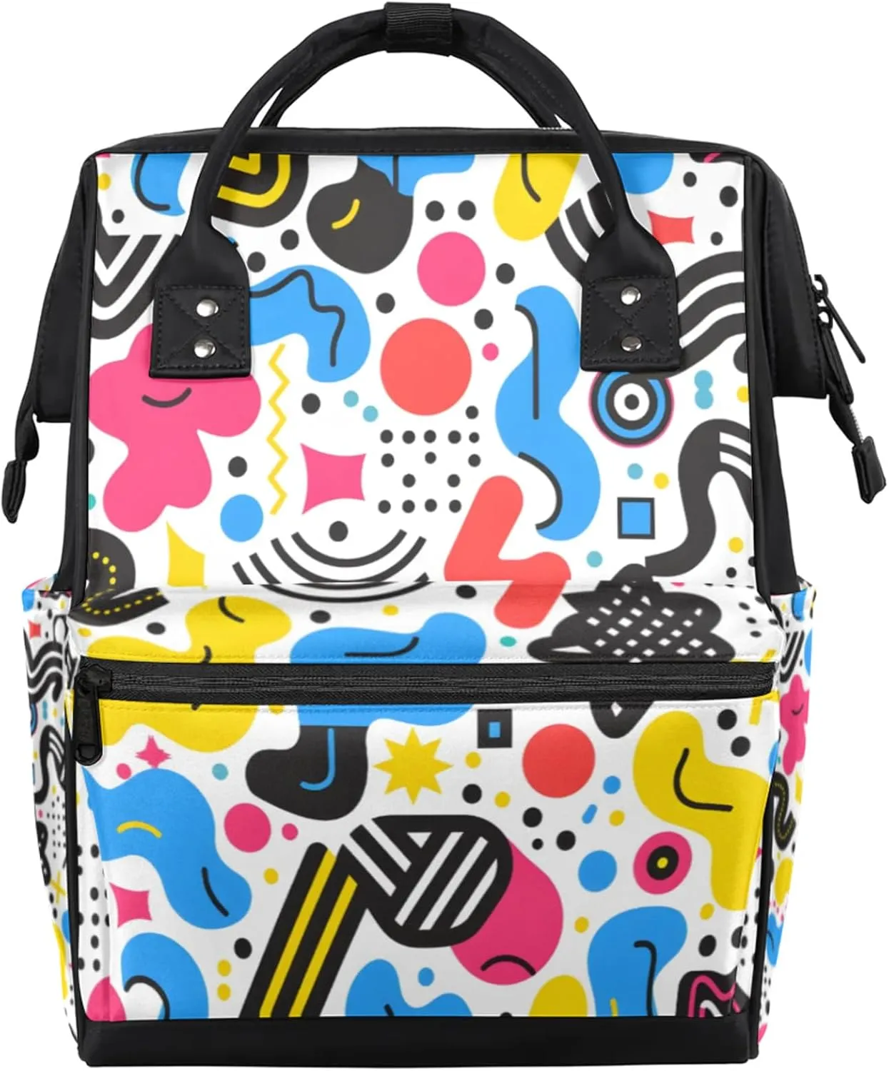 Graffiti Geometric Pattern Diaper Bag Mommy Bags With Adjustable Shoulder Strap Waterproof Multifunction Shoulder Bag Travel Large Capacity Backpack for Moms And Dads