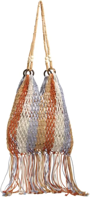 GRPKSSIB Boho Beach Bags Knitted Tote Bag Bohemian Crochet Purse Handbags Summer Shoulder Bag Tassels for Women