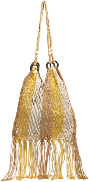 GRPKSSIB Boho Beach Bags Knitted Tote Bag Bohemian Crochet Purse Handbags Summer Shoulder Bag Tassels for Women