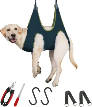 Guzekier Dog Grooming Hammock for Trim Nail, Dog Sling for Grooming, Dog Hammock Restraint Bag with Nail Clippers/Trimmer, Nail File, Pet Comb,Ear/Eye Care