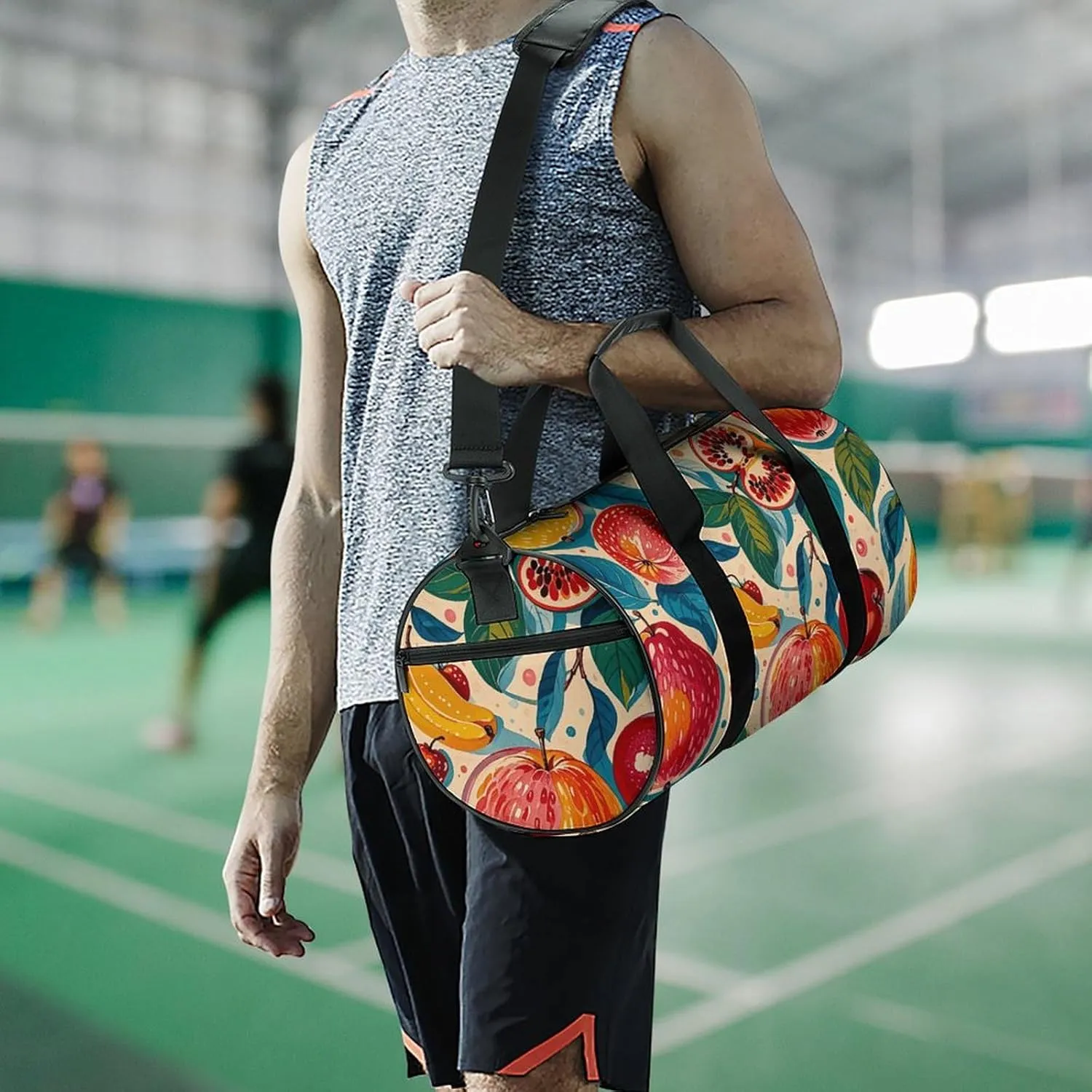 Gym Bags for Men Women Antique Fruit Pattern Duffle Bag Travel Overnight Bag with Shoe Compartment Tote Bags