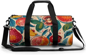 Gym Bags for Men Women Antique Fruit Pattern Duffle Bag Travel Overnight Bag with Shoe Compartment Tote Bags