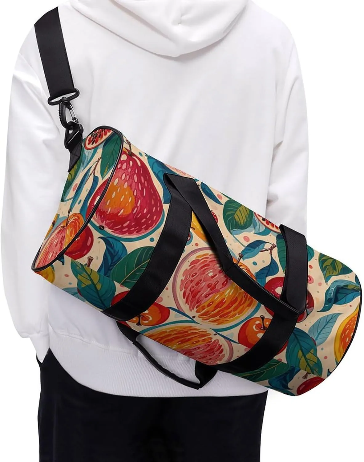 Gym Bags for Men Women Antique Fruit Pattern Duffle Bag Travel Overnight Bag with Shoe Compartment Tote Bags