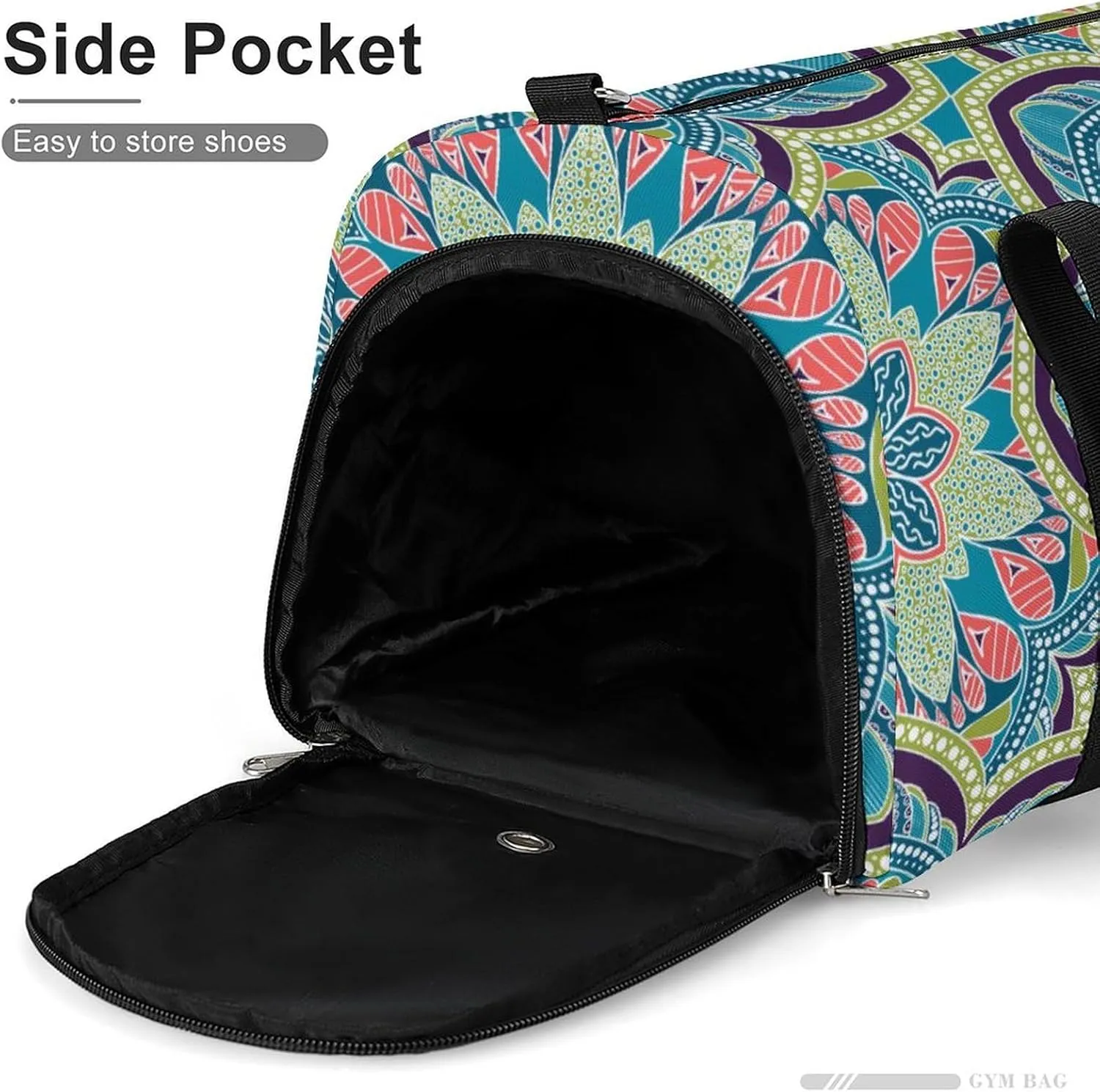 Gym Duffel Bag with Shoe Compartment Wet Pocket, Geometric Design Travel Bag for Men Women