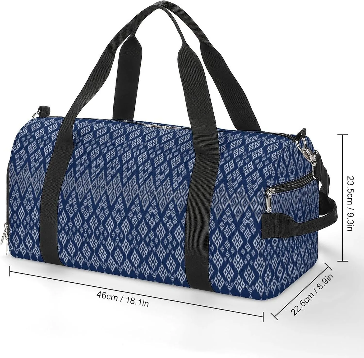 Gym Duffel Bag with Shoe Compartment Wet Pocket, Geometric Ethnic Asian Oriental Travel Bag for Men Women