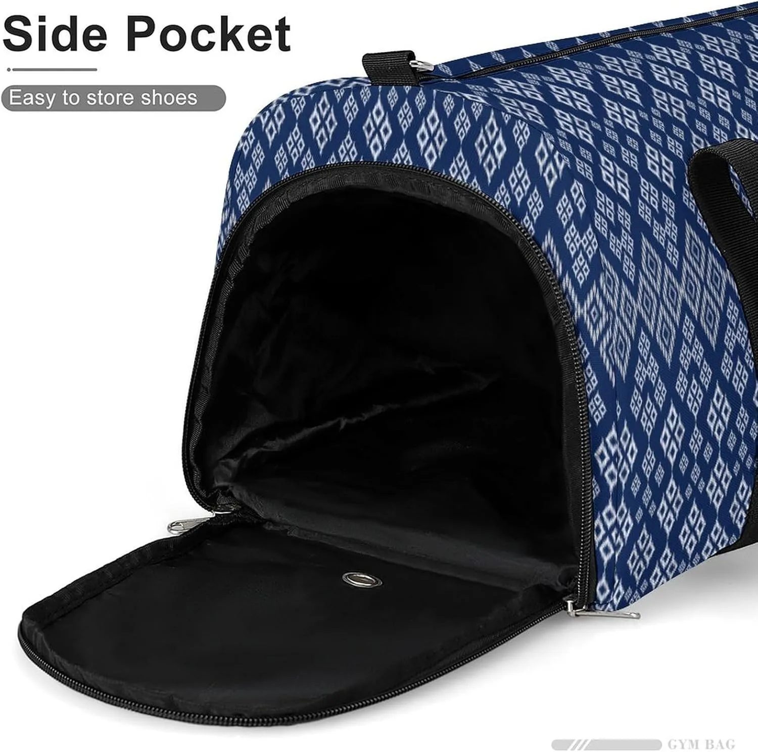 Gym Duffel Bag with Shoe Compartment Wet Pocket, Geometric Ethnic Asian Oriental Travel Bag for Men Women