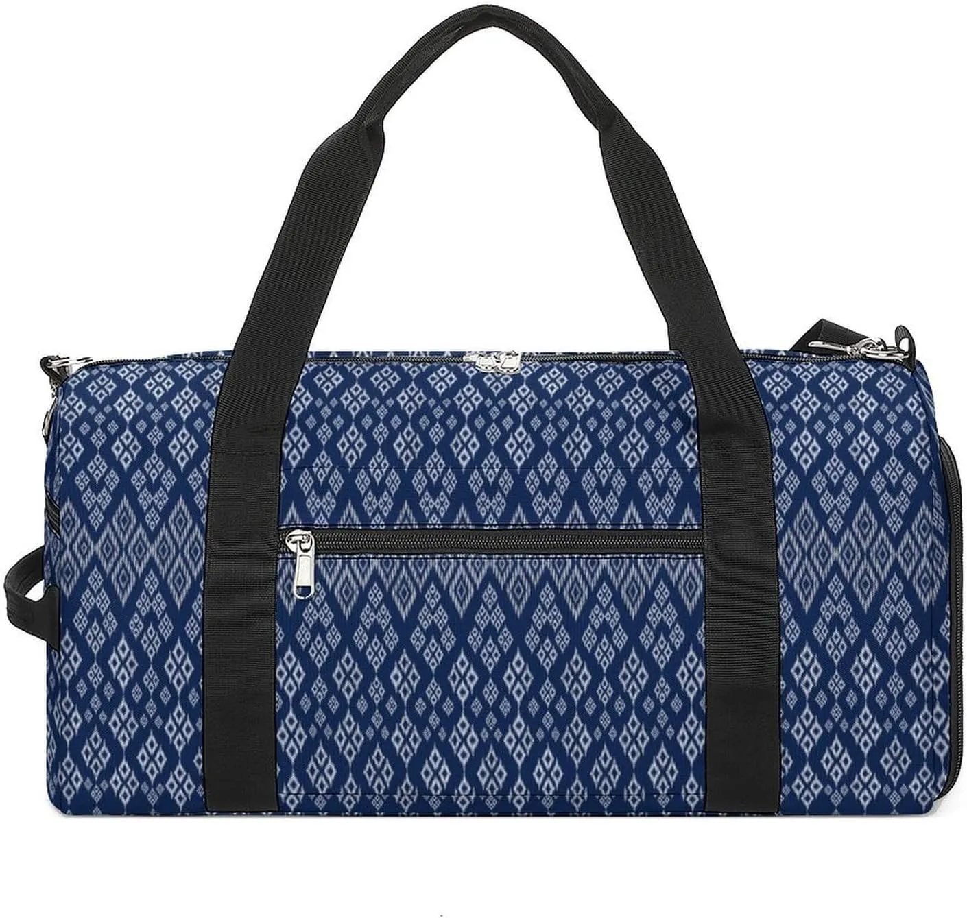 Gym Duffel Bag with Shoe Compartment Wet Pocket, Geometric Ethnic Asian Oriental Travel Bag for Men Women
