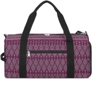 Gym Duffel Bag with Shoe Compartment Wet Pocket, Geometric Ethnic Asian Travel Bag for Men Women