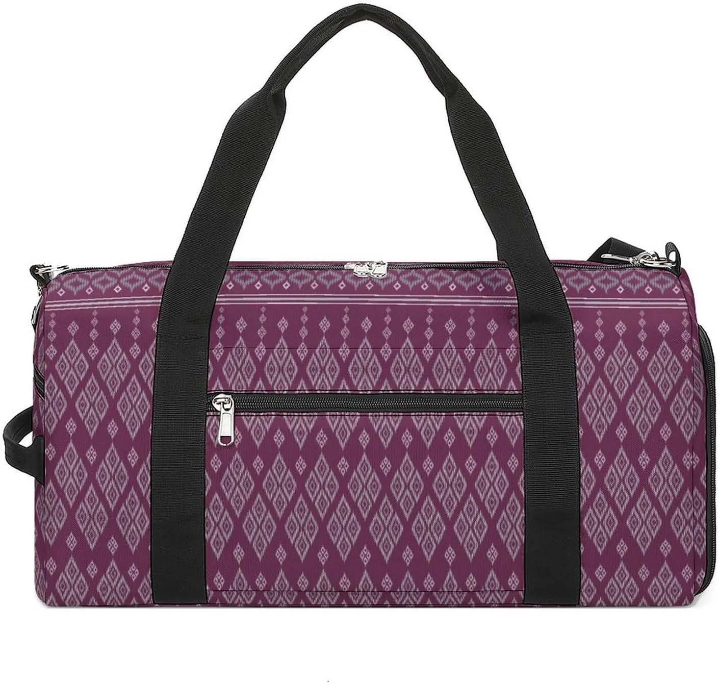 Gym Duffel Bag with Shoe Compartment Wet Pocket, Geometric Ethnic Asian Travel Bag for Men Women