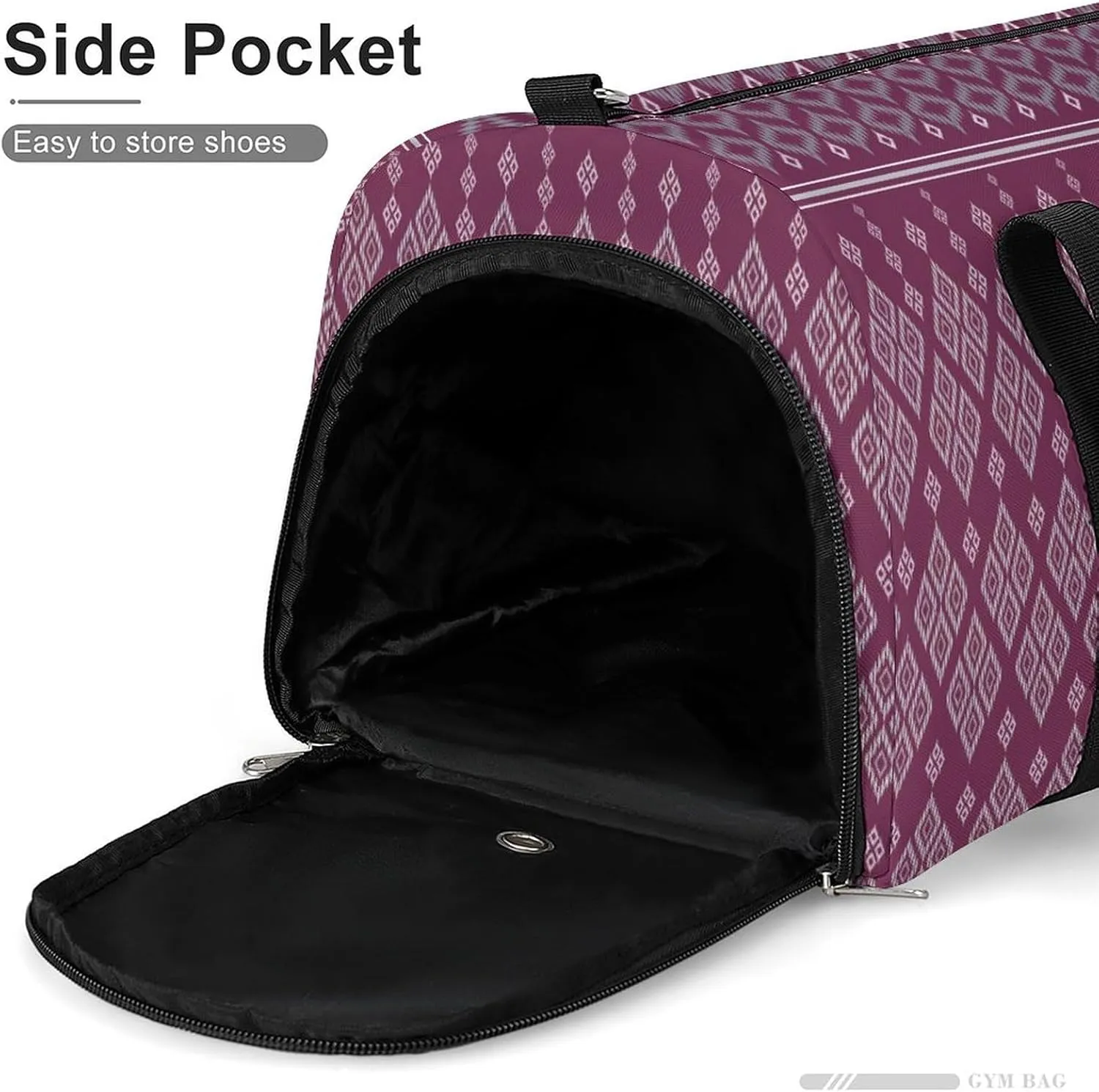 Gym Duffel Bag with Shoe Compartment Wet Pocket, Geometric Ethnic Asian Travel Bag for Men Women