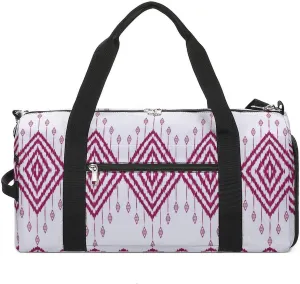 Gym Duffel Bag with Shoe Compartment Wet Pocket, Geometric Ethnic Tribal Motif Travel Bag for Men Women