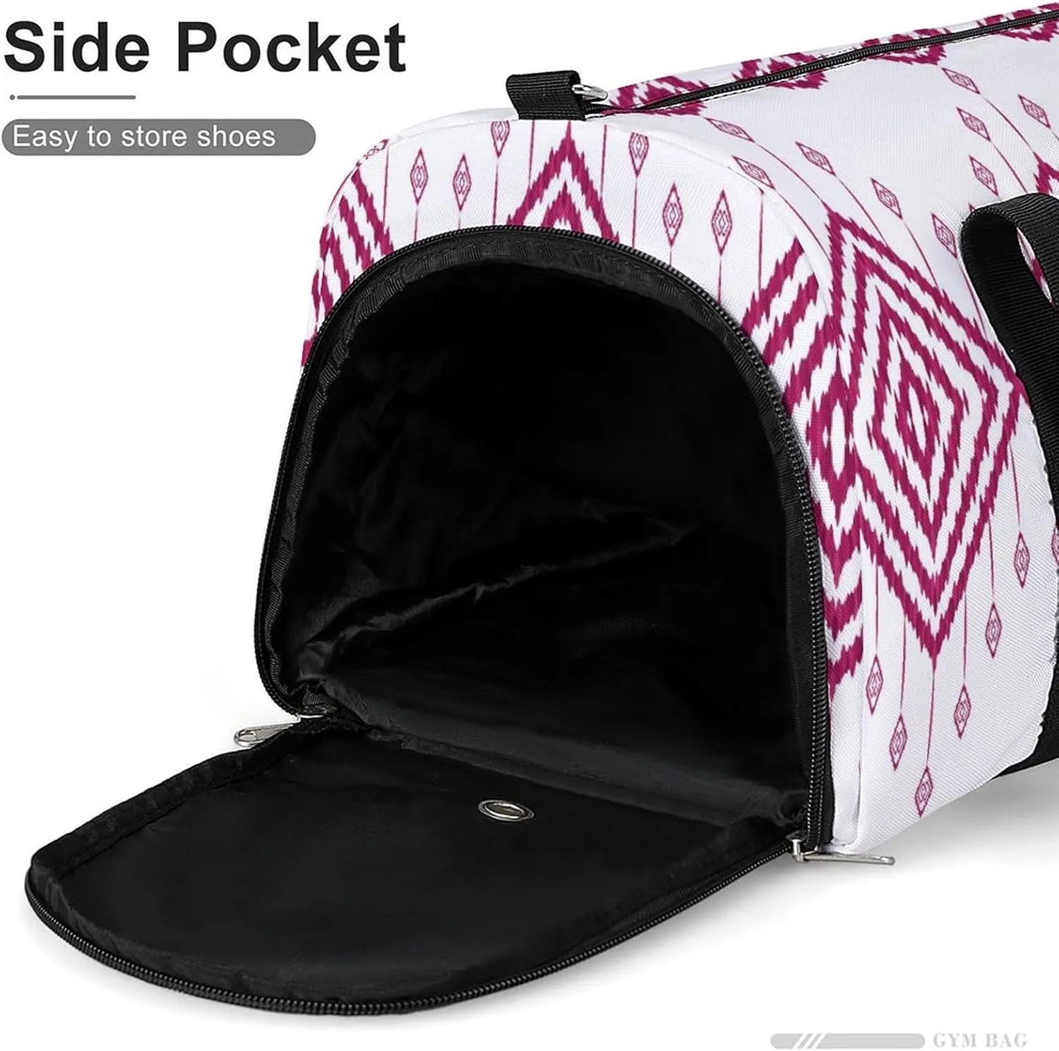 Gym Duffel Bag with Shoe Compartment Wet Pocket, Geometric Ethnic Tribal Motif Travel Bag for Men Women