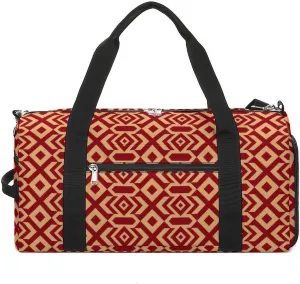 Gym Duffel Bag with Shoe Compartment Wet Pocket, Traditional Chinese Geometric Travel Bag for Men Women, style-2