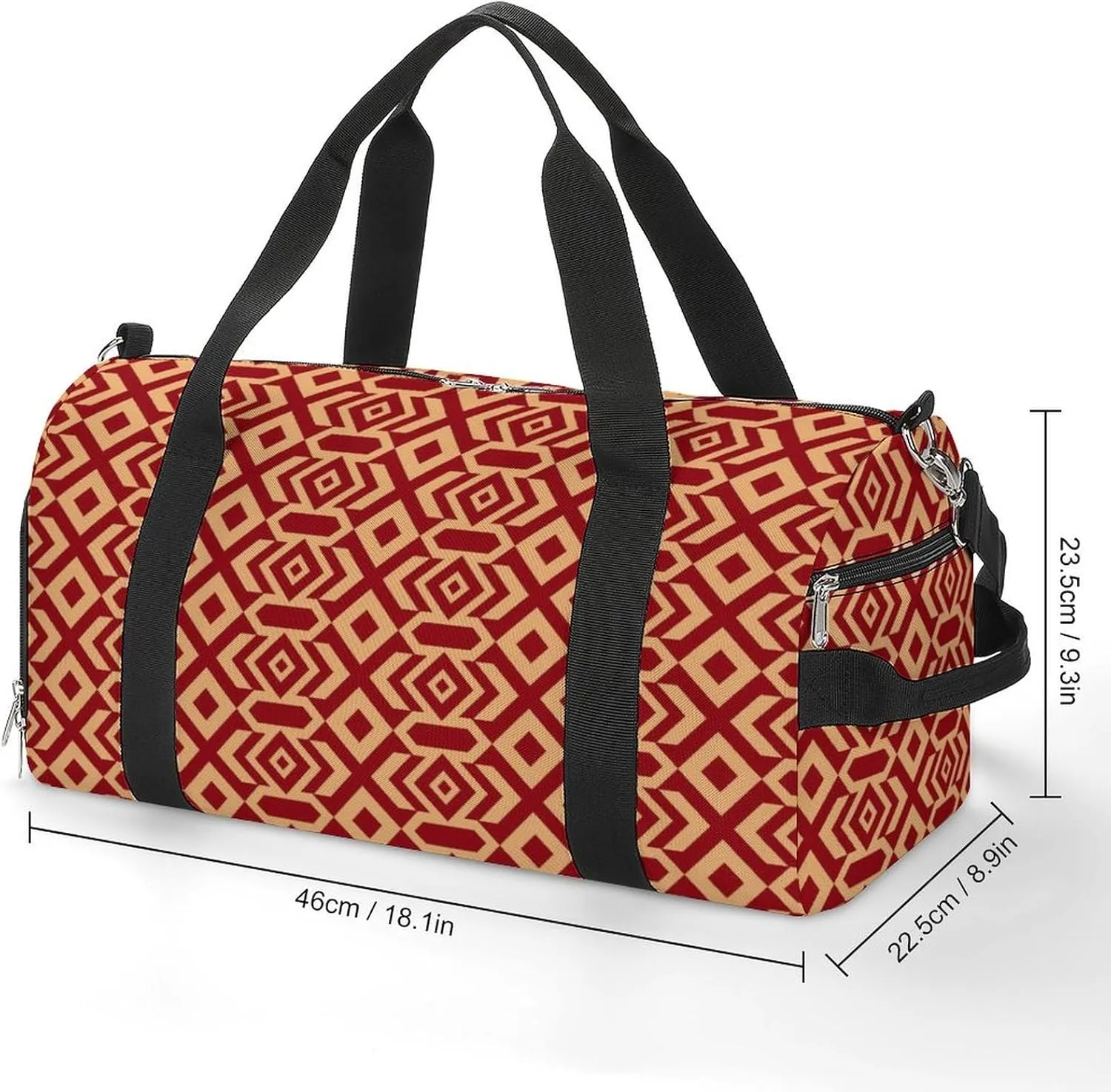 Gym Duffel Bag with Shoe Compartment Wet Pocket, Traditional Chinese Geometric Travel Bag for Men Women, style-2