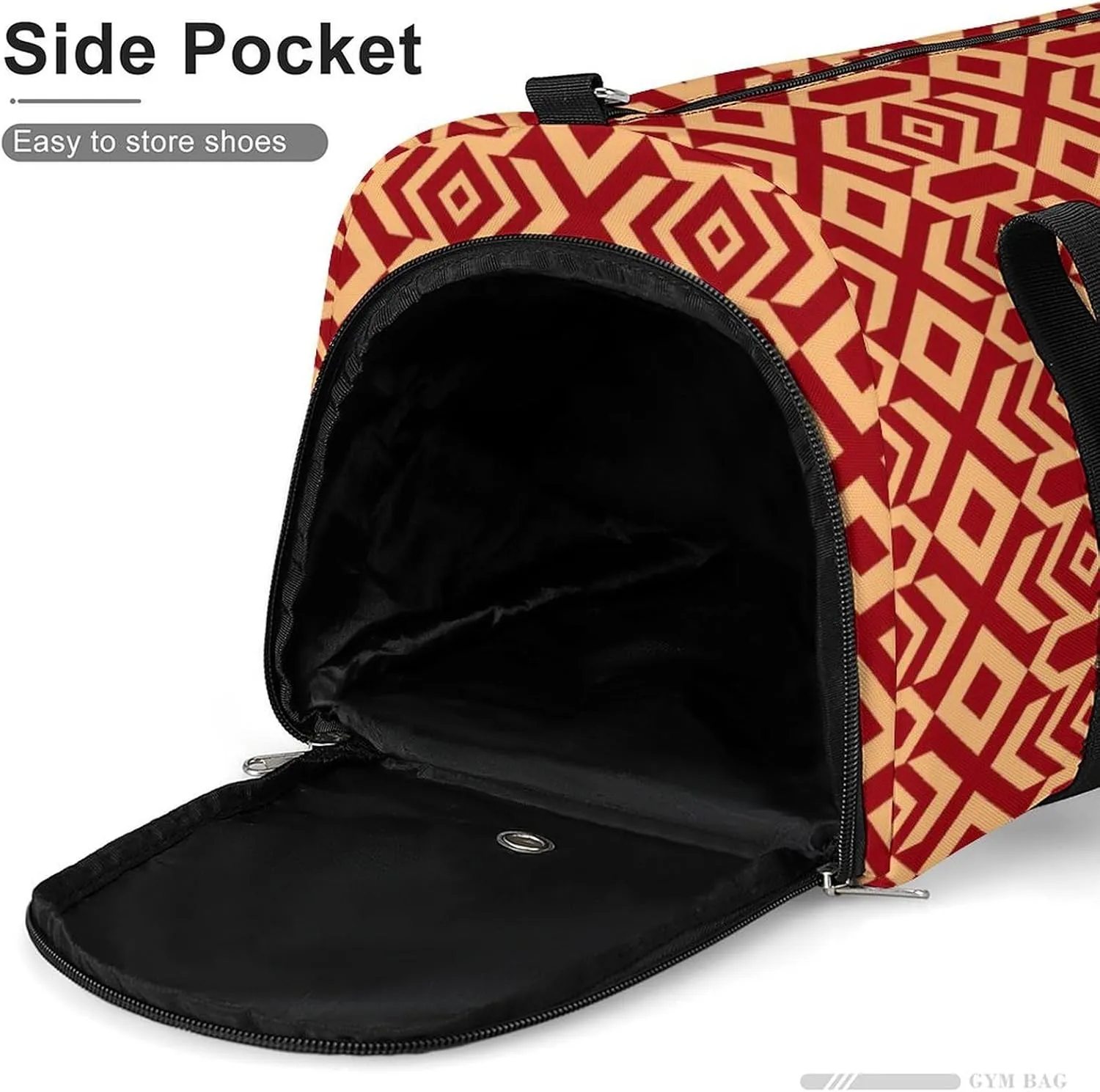 Gym Duffel Bag with Shoe Compartment Wet Pocket, Traditional Chinese Geometric Travel Bag for Men Women, style-2