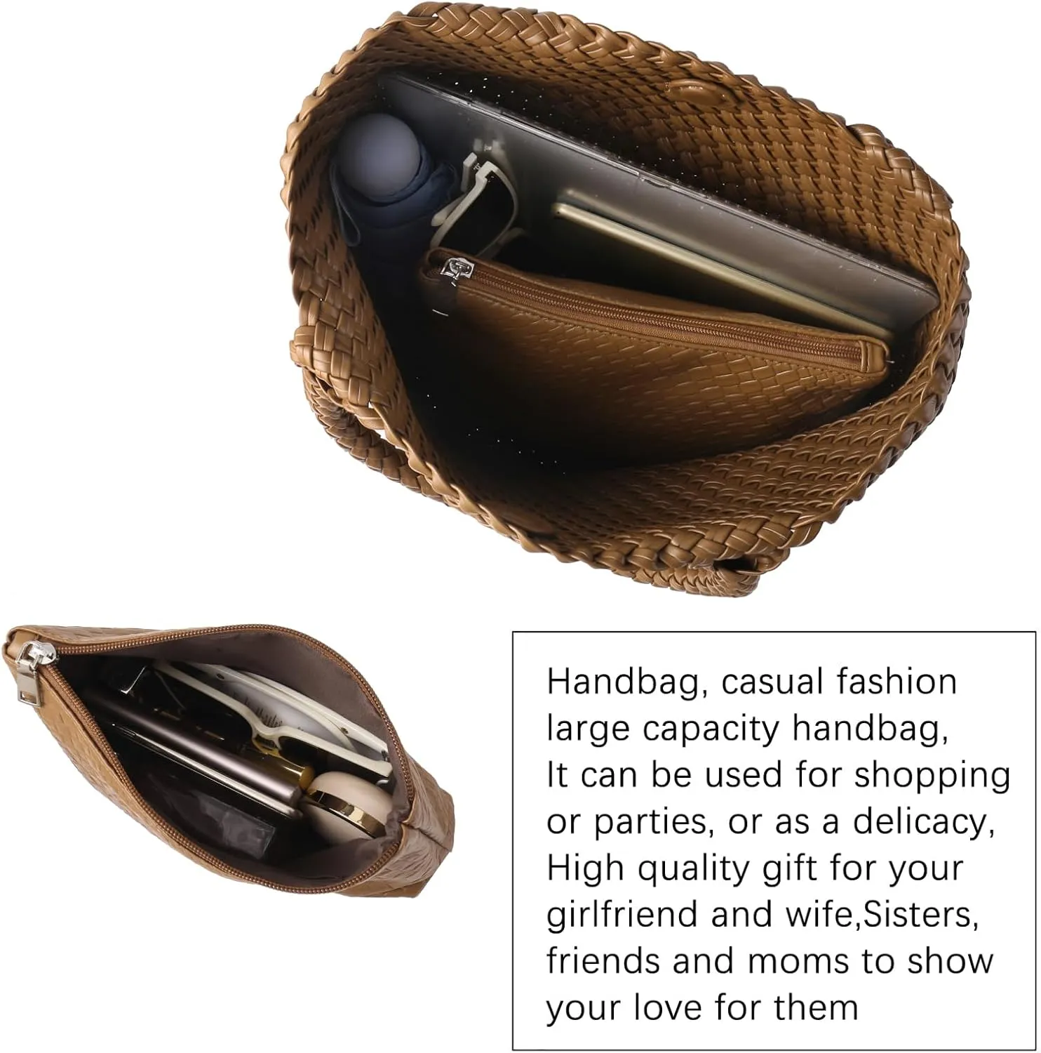 Hand Woven Bag Tote BagS For Women Top Handle Shoulder Vegan Leather Large Travel Beach Hobo Handbag