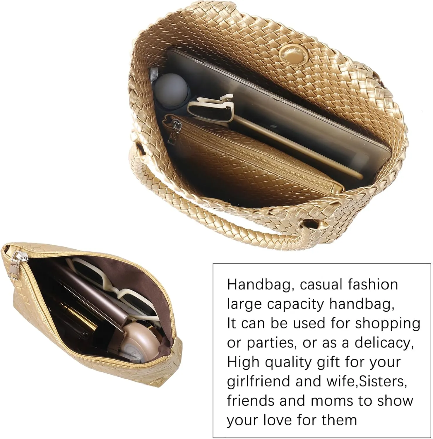 Hand Woven Bag Tote BagS For Women Top Handle Shoulder Vegan Leather Large Travel Beach Hobo Handbag