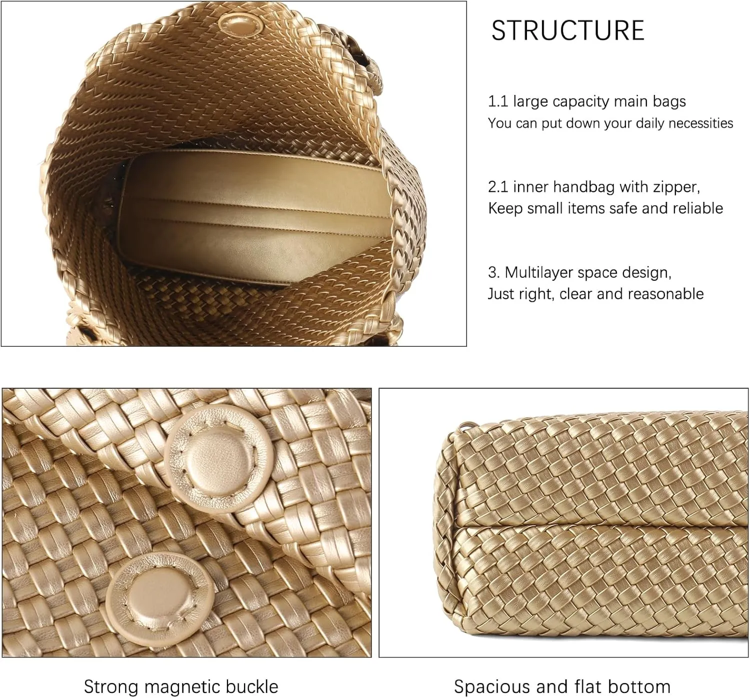 Hand Woven Bag Tote BagS For Women Top Handle Shoulder Vegan Leather Large Travel Beach Hobo Handbag