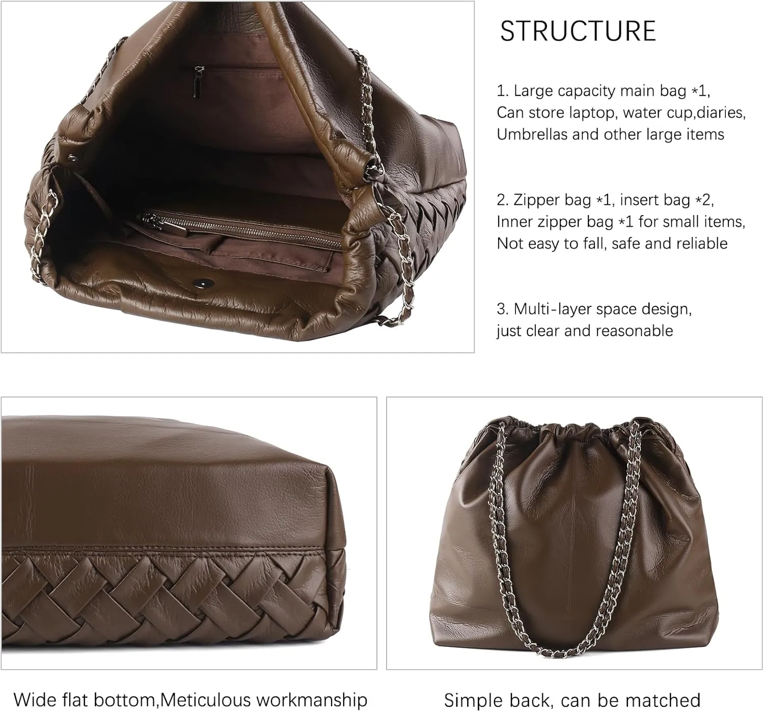 Hand Woven Tote for Women - Vegan Leather Handle Handbag, Travel Shoulder Bag, Hobo and Beach Bag With Purse