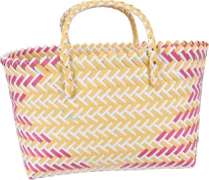 Handbags for Women Pink Purse Quilted Tote Bag Reusable Shopping Bag Plastic Handwoven Retro Style