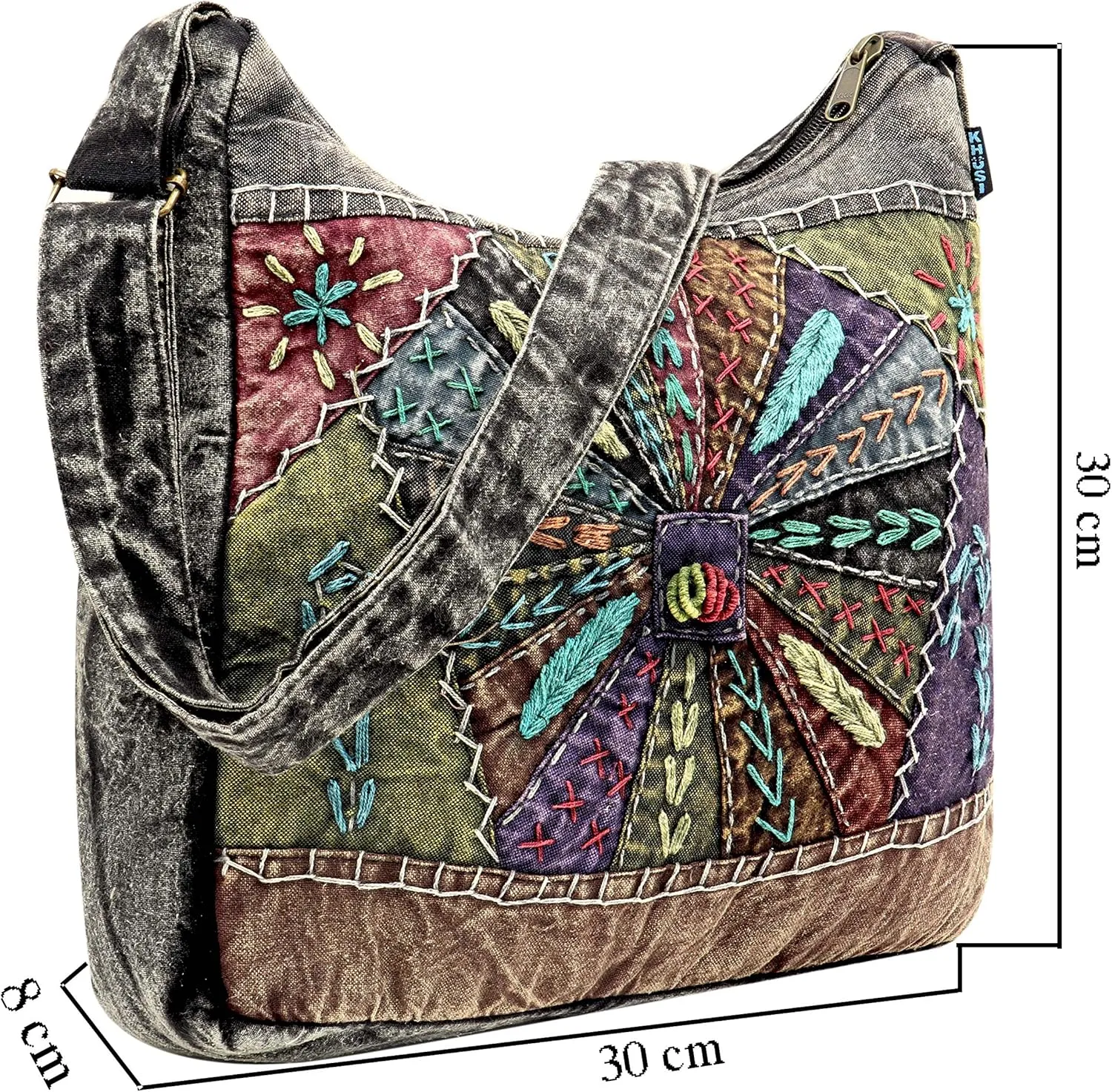 Handmade, Cotton messenger style shoulder bags for women.