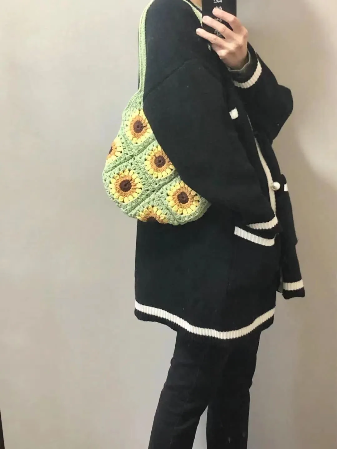 Handmade Purses and Handbags for Women, Handmade Sunflower Shoulder Bags for Women, Crochet Tote Handbag Shoulder Bags, Large Summer Purse Beach Bag
