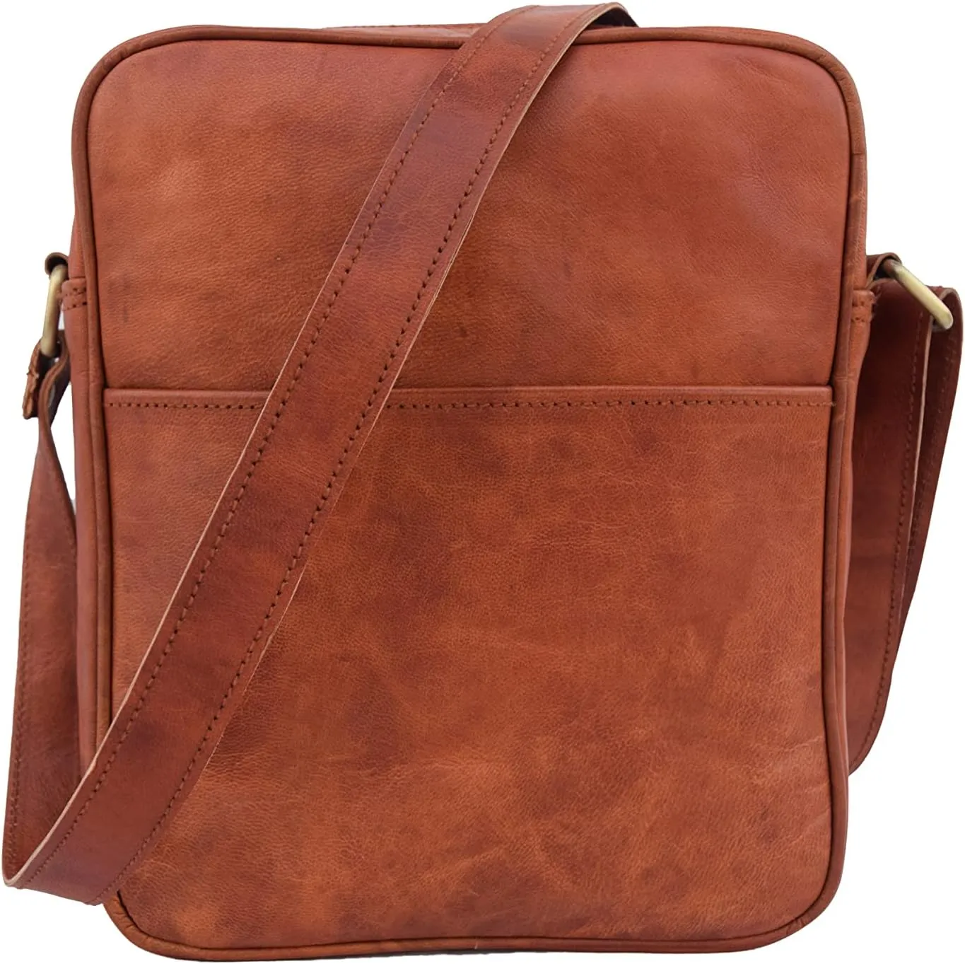 Handmade Vintage Leather Messenger Crossbody Bag Men Women Unisex Teens Satchel Handbag Sling Bags Fits iPad/Tab Mini, Small 11 Inches