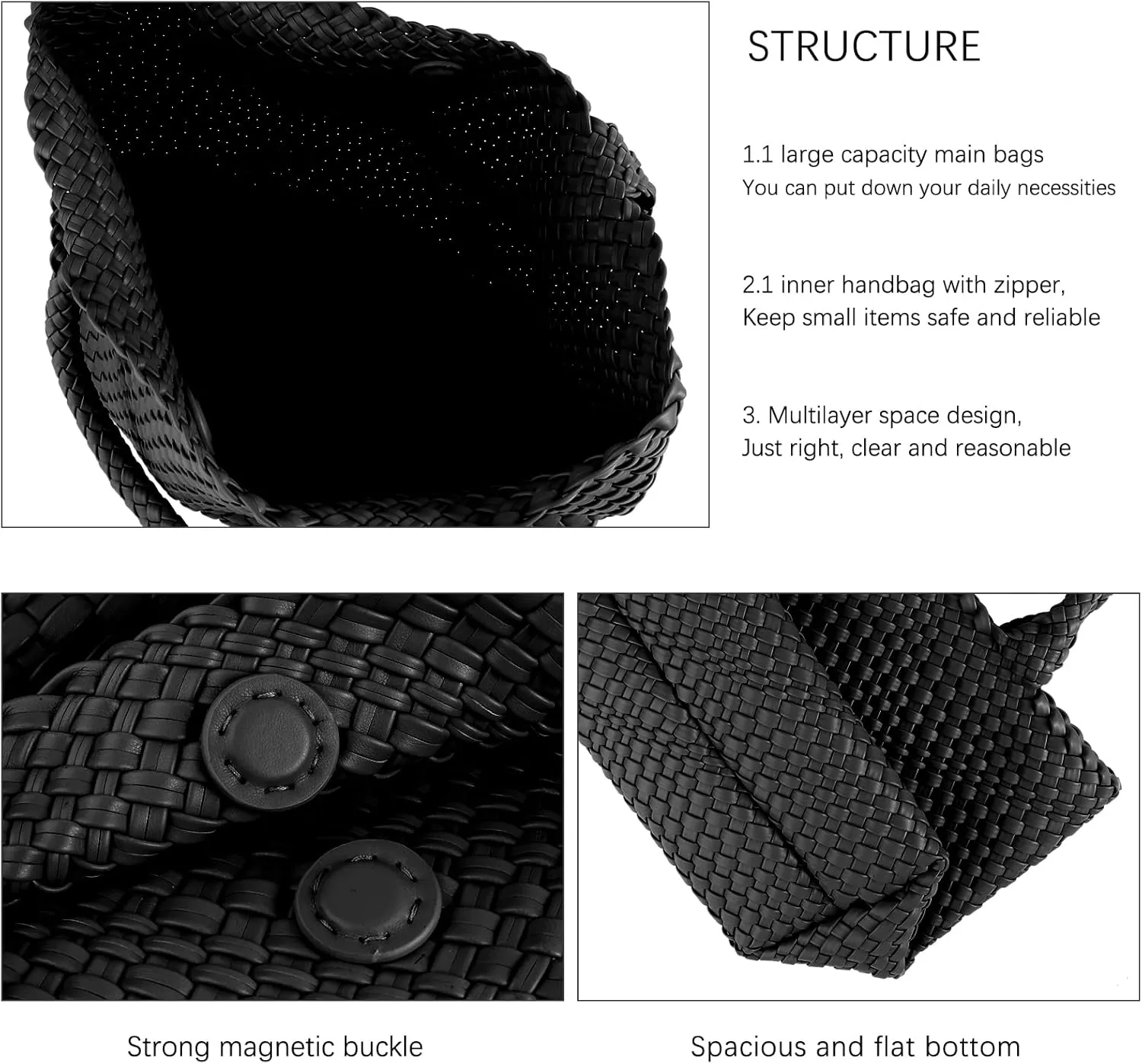 Handmade Woven Bag Satchel Handbag For Women Vegan Leather Tote Bag With Purses Travel Shoulder Bag Underarm Bag