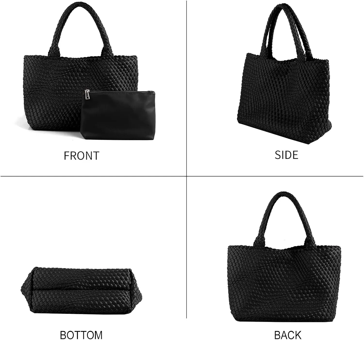 Handmade Woven Bag Satchel Handbag For Women Vegan Leather Tote Bag With Purses Travel Shoulder Bag Underarm Bag