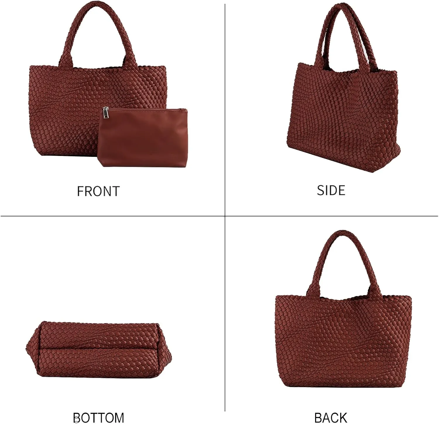 Handmade Woven Bag Satchel Handbag For Women Vegan Leather Tote Bag With Purses Travel Shoulder Bag Underarm Bag