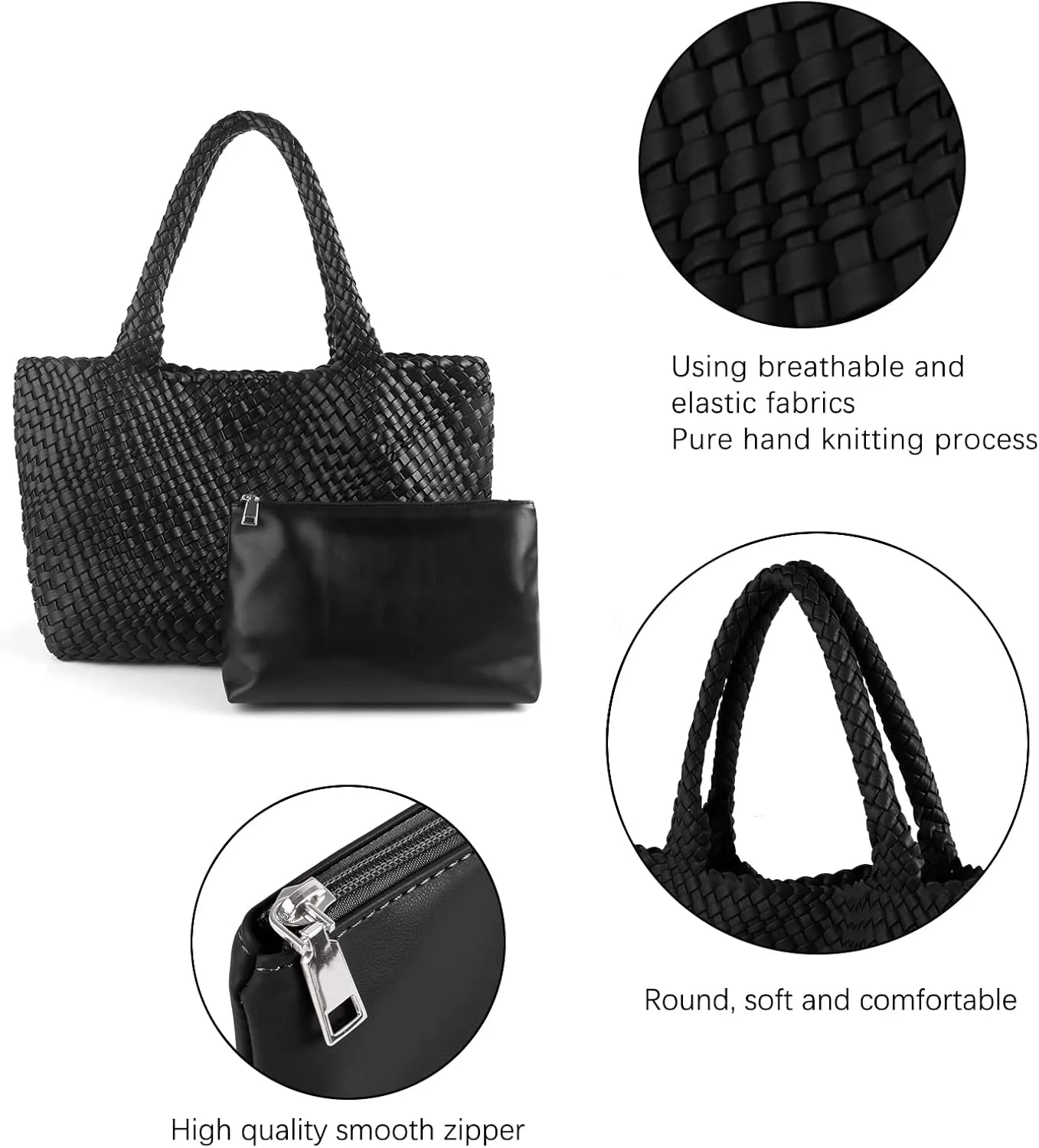 Handmade Woven Bag Satchel Handbag For Women Vegan Leather Tote Bag With Purses Travel Shoulder Bag Underarm Bag