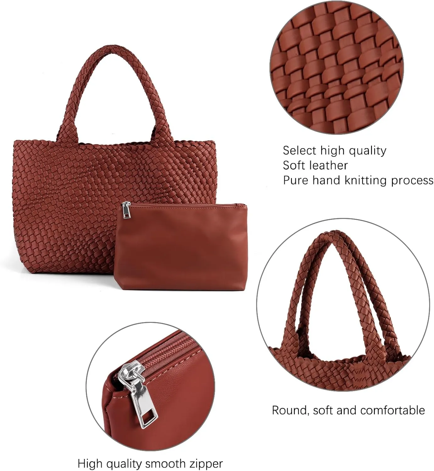 Handmade Woven Bag Satchel Handbag For Women Vegan Leather Tote Bag With Purses Travel Shoulder Bag Underarm Bag