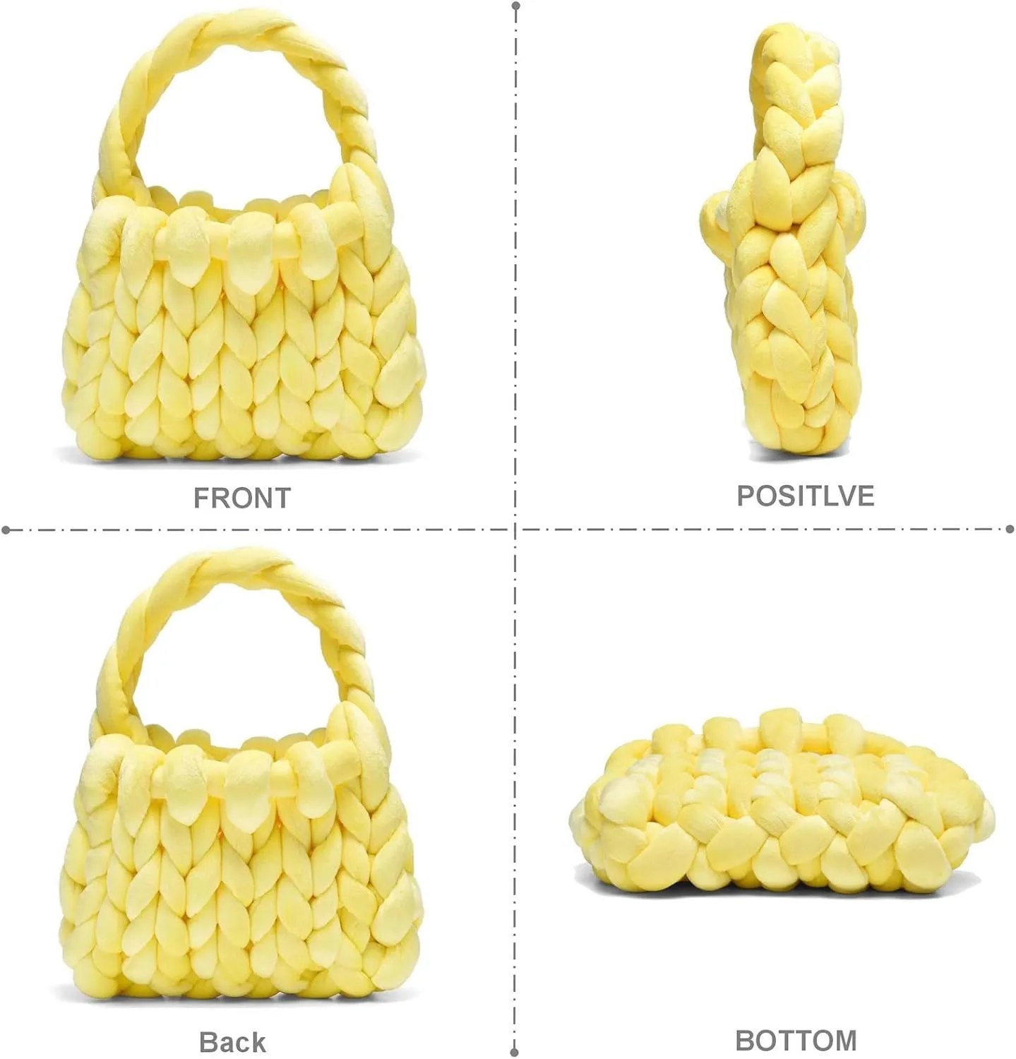 Handwoven Tote Bags for Women Chunky Yarn Knit Shoulder Bag Handmade Braided Purse