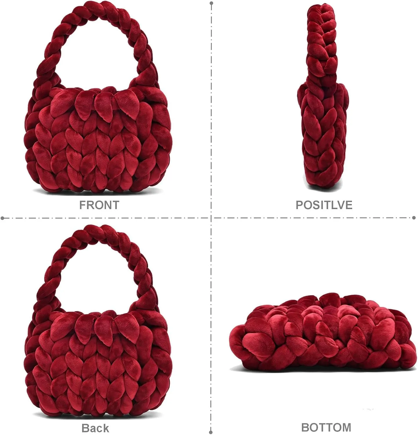 Handwoven Tote Bags for Women Chunky Yarn Knit Shoulder Bag Handmade Braided Purse