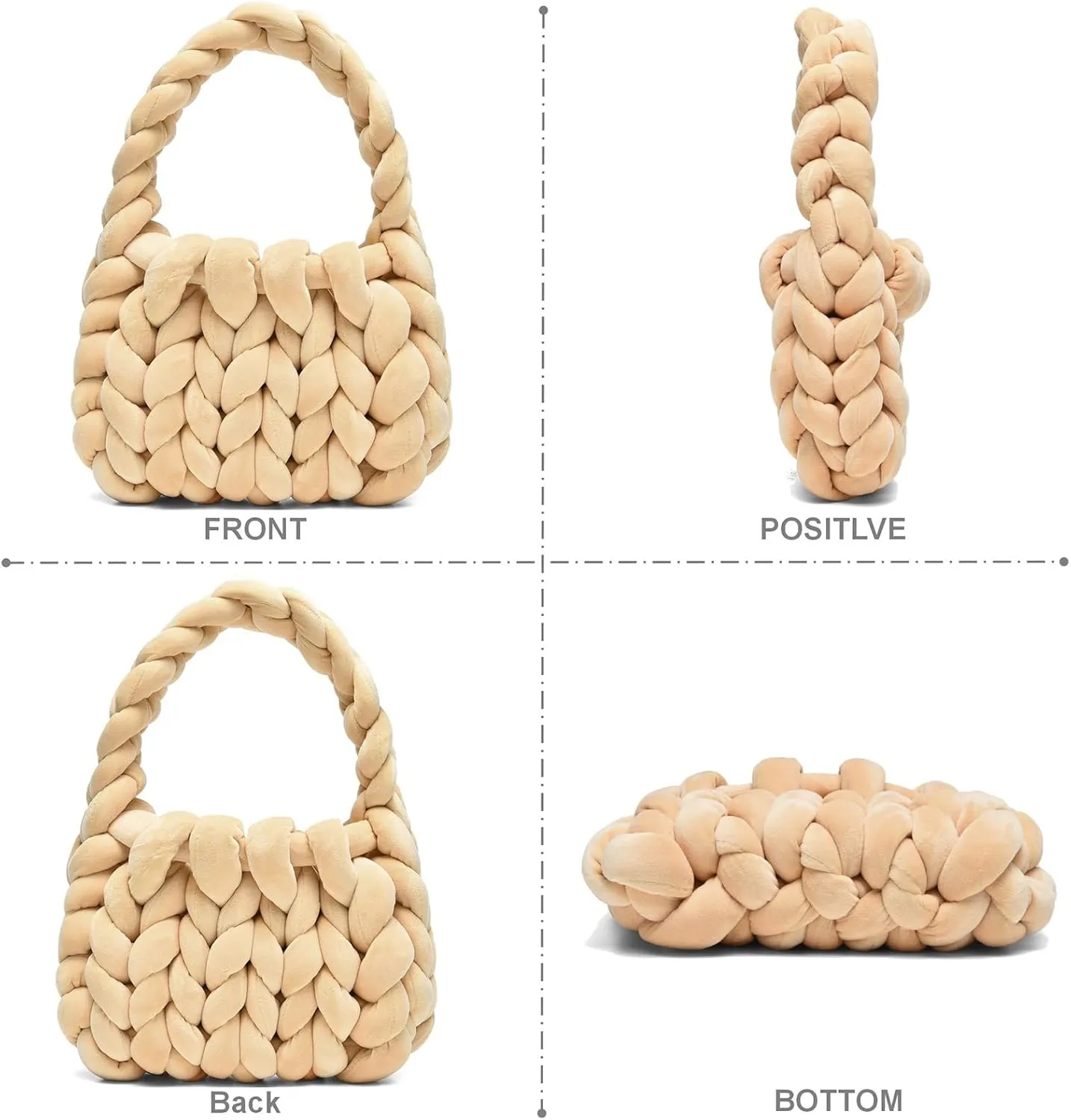 Handwoven Tote Bags for Women Chunky Yarn Knit Shoulder Bag Handmade Braided Purse