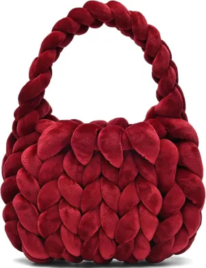 Handwoven Tote Bags for Women Chunky Yarn Knit Shoulder Bag Handmade Braided Purse