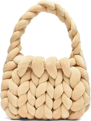 Handwoven Tote Bags for Women Chunky Yarn Knit Shoulder Bag Handmade Braided Purse