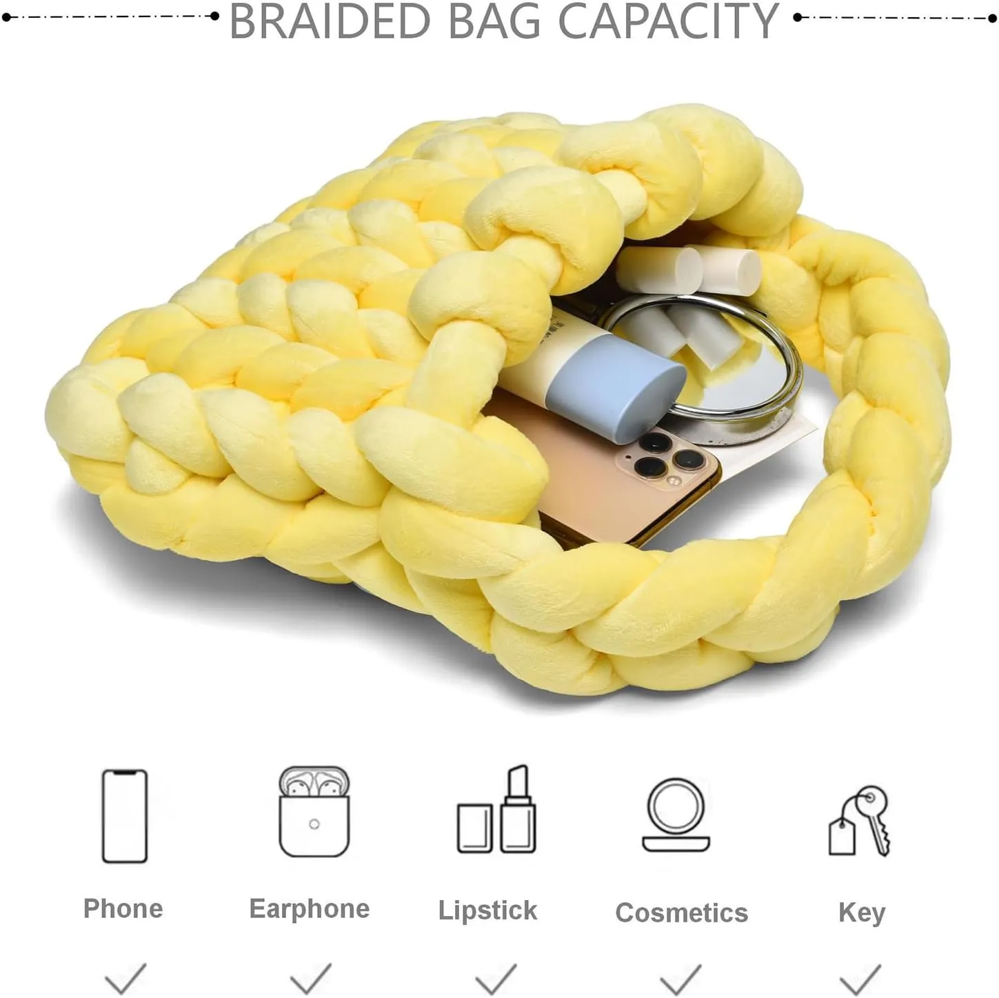 Handwoven Tote Bags for Women Chunky Yarn Knit Shoulder Bag Handmade Braided Purse