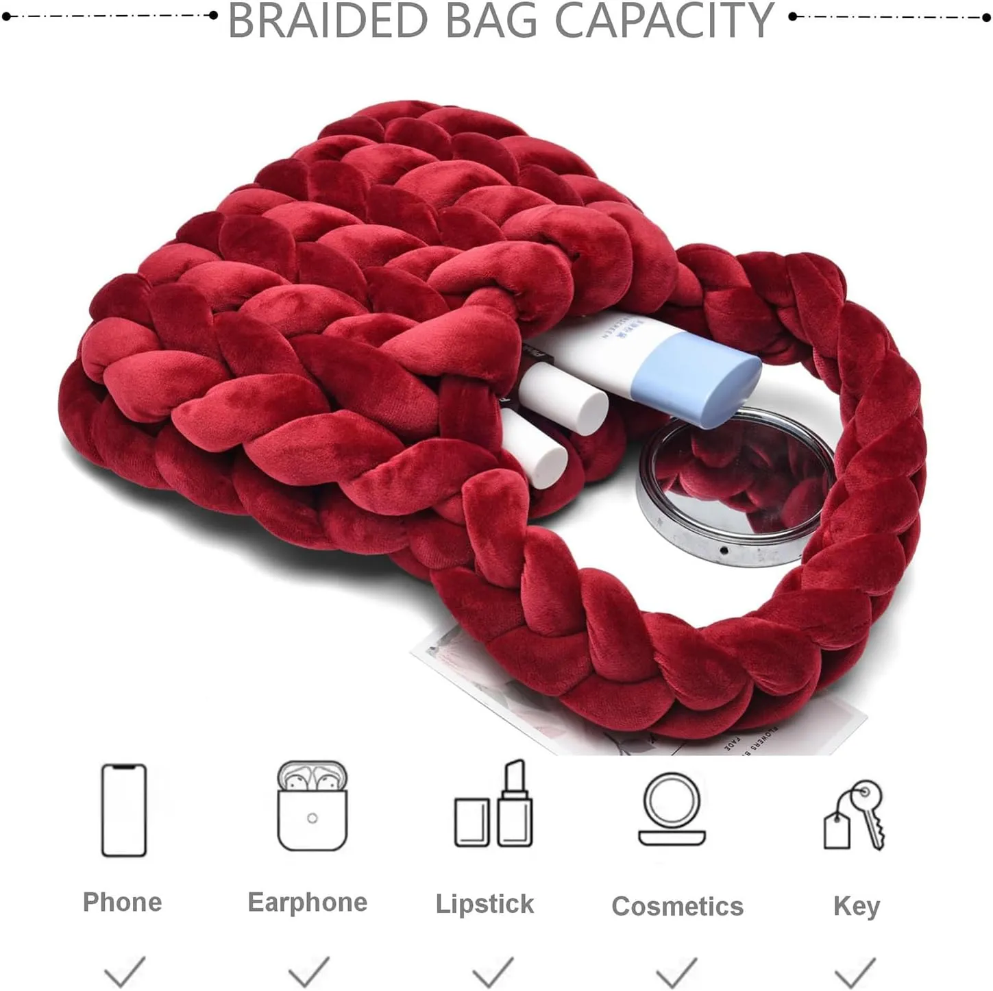 Handwoven Tote Bags for Women Chunky Yarn Knit Shoulder Bag Handmade Braided Purse