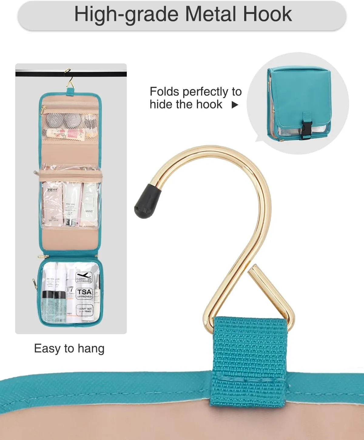 Hanging Toiletry Bag for Women with Tsa Approved Toiletry Bag, Travel Foldable Toiletries Bag Cosmetics Jewelry Toiletry Bag Water Resistant Makeup Organizer for Traveling