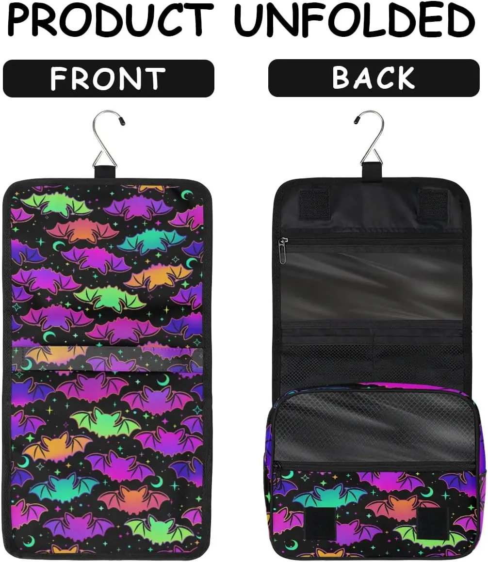 Hanging Toiletry Bag Halloween Bat Women Travel Makeup Bag Organizer Toiletries Bag for Travel Size Essentials Accessories Cosmetics
